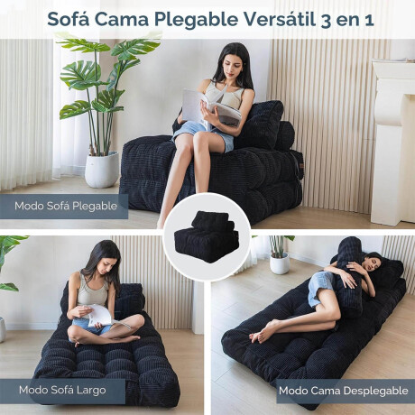 Sofá Sillón Cama Plegable Cloudnest + Almohada Living Negro