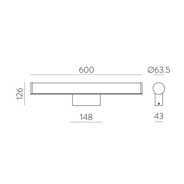 Aplique LED alargado cromo 19W 1780Lm IP44 URA BA0102