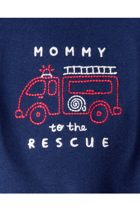 Set dos piezas de algodón, pantalón capitoneado y body, diseño bomberos Sin color