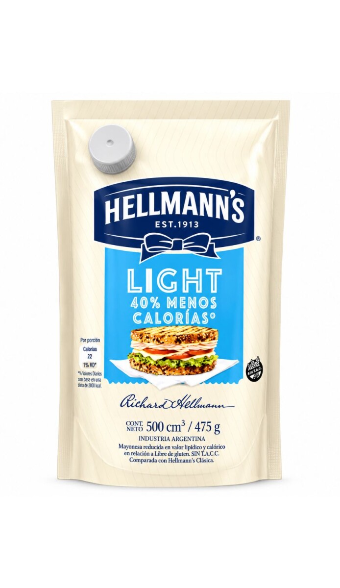 MAYONESA HELLMANN'S 475GRS 500CM3 LIGHT 