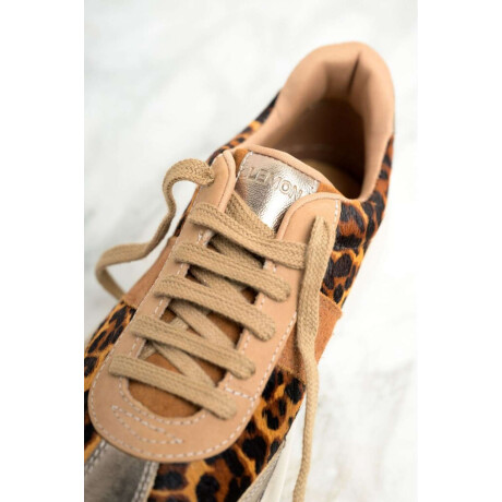 Zapatilla Cuero Animal Print Marron