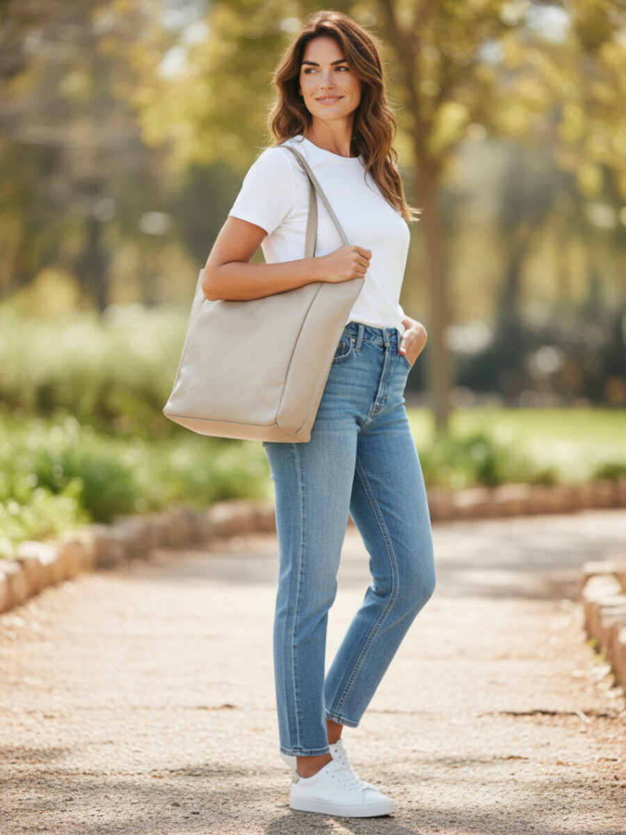 Tote Bag de cuero - Beige 