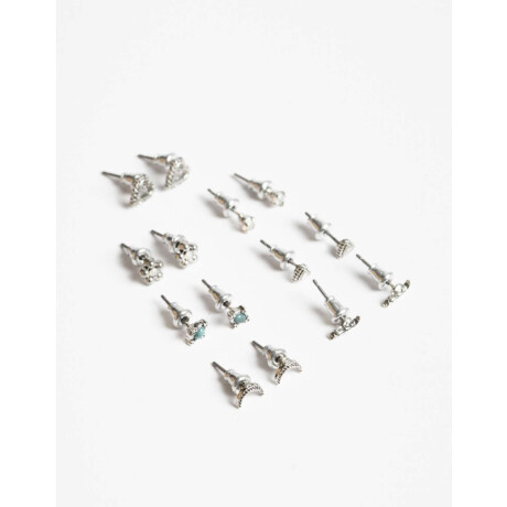 Set Aros Boho Plateado Antique Silver