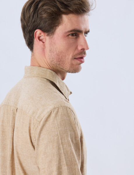 CAMISA LISA DE LINO Camel
