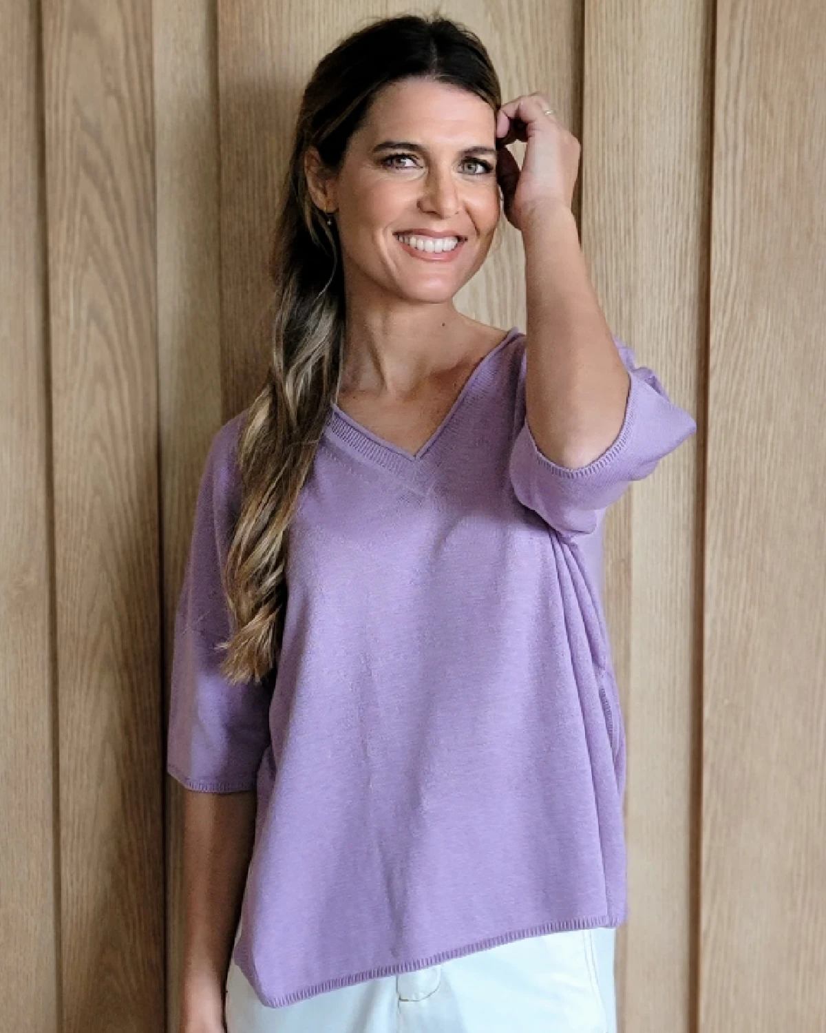 Remera Nogal Knitted lila talle unico