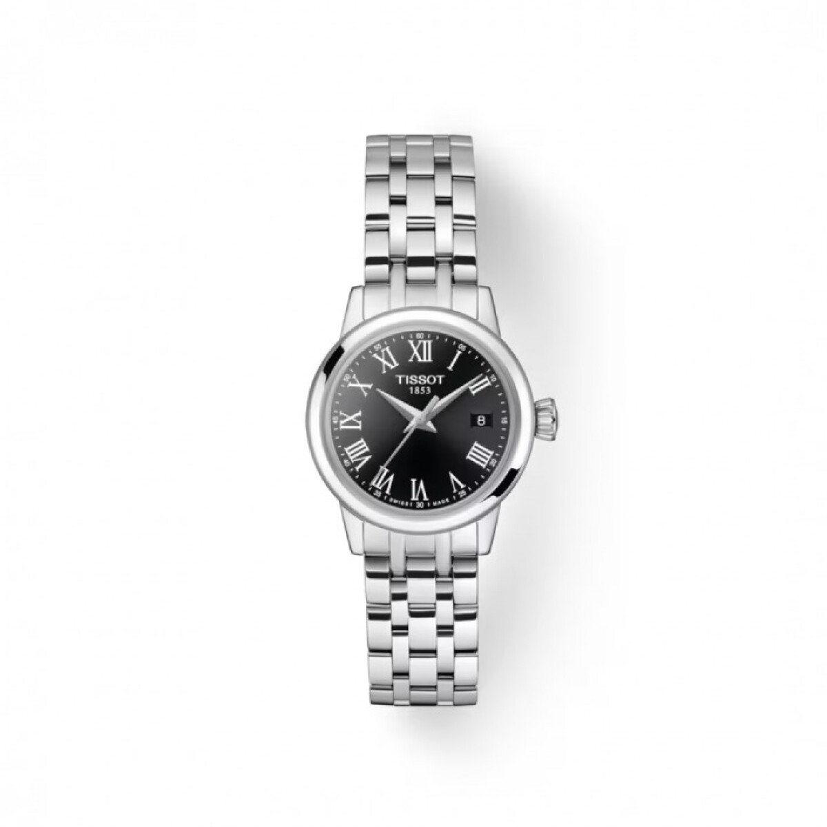 Reloj Tissot Classic Dream Lady T1292101105300 Correa Acero Esfera Negra Para Mujer 