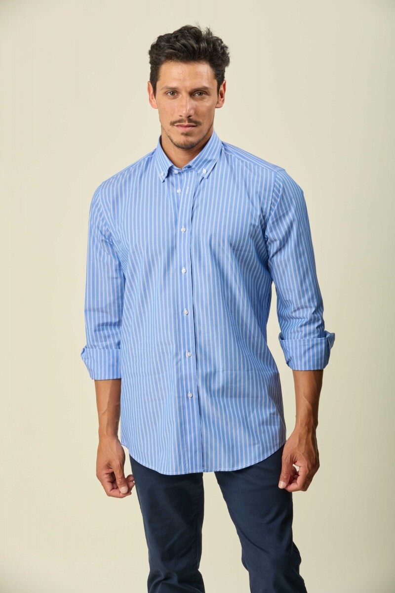 Camisa Sport Algodón Manga Larga - Celeste Fantasia 