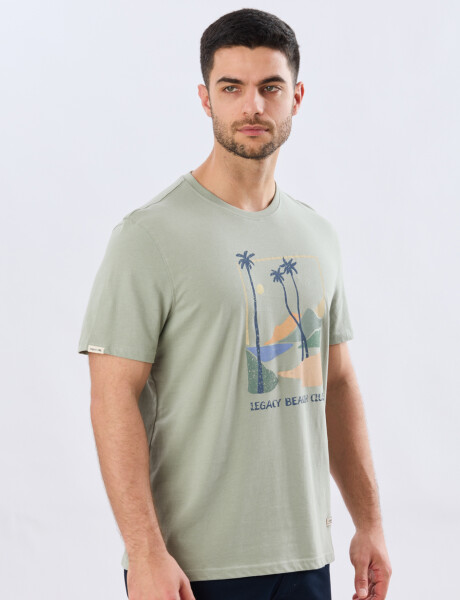 REMERA ESTAMPADA DE ALGODÓN Pistacho