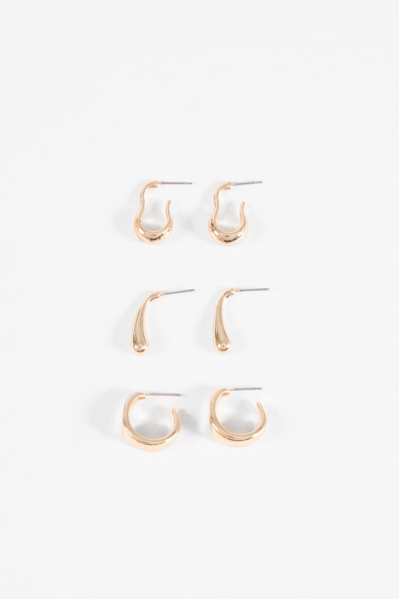 Set 3 aros wavy dorado