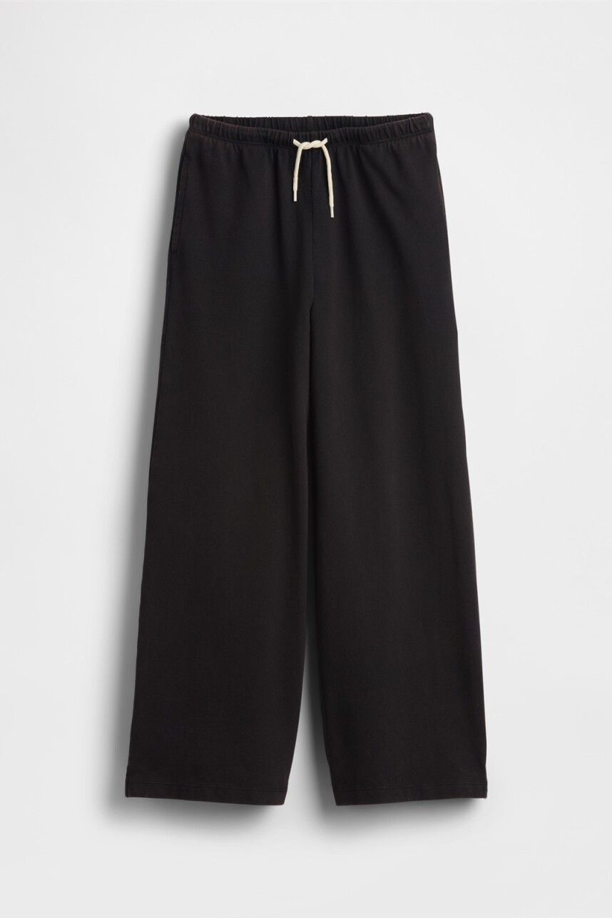 Pantalón Deportivo Wide Leg Niña Washed Black