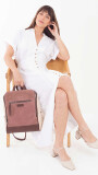 MOCHILA QUEEN MAUVE TABACO Y MANTECA