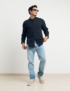 011954 CAMISA HARRINGTON LABEL LINO Negro