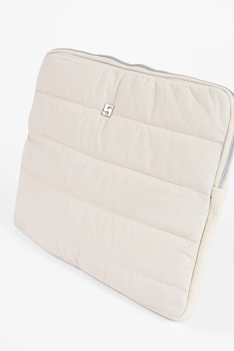 Estuche porta laptop pespunte crudo