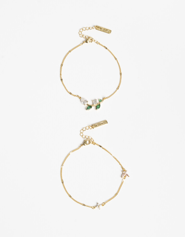 Pulseras Flexibles Sets Cubic zirconia Set De Pulseras Flexibles Con Cubic Zirconia - Dorado