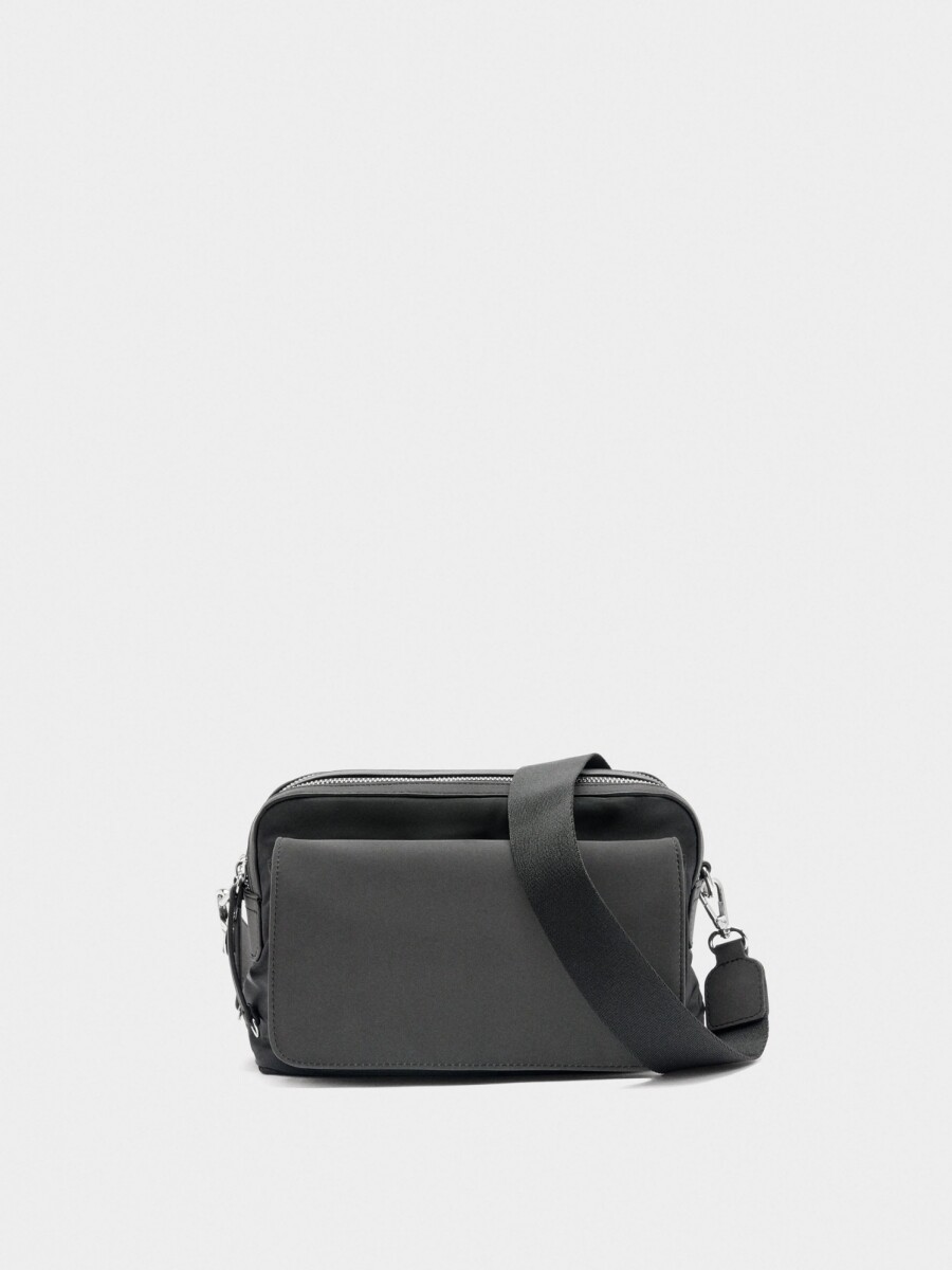 Bolso Bandolera De Nylon Con Solapa negro