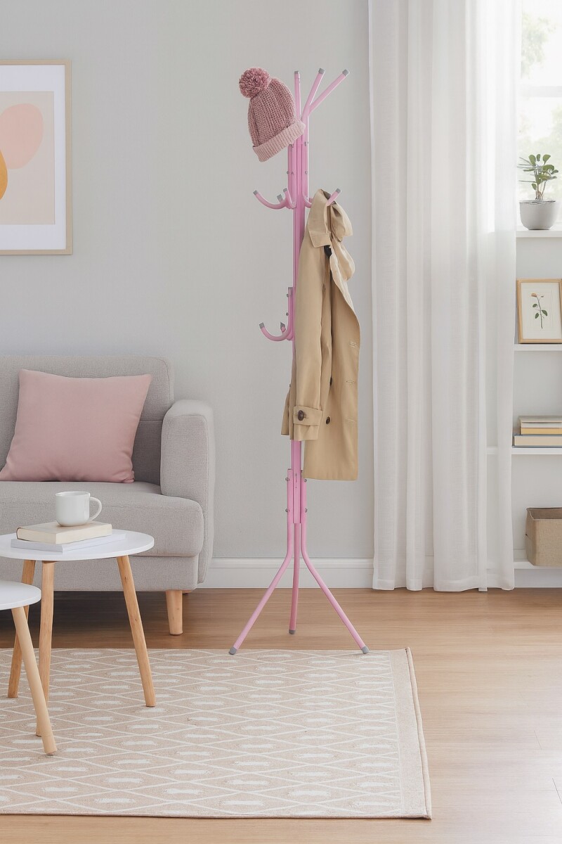 Perchero De Metal de 12 Ganchos 1.7mts - Rosa 
