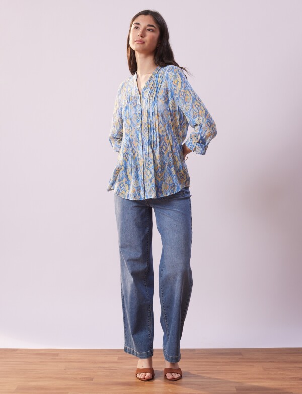 Blusa Plisada AZUL/MULTI