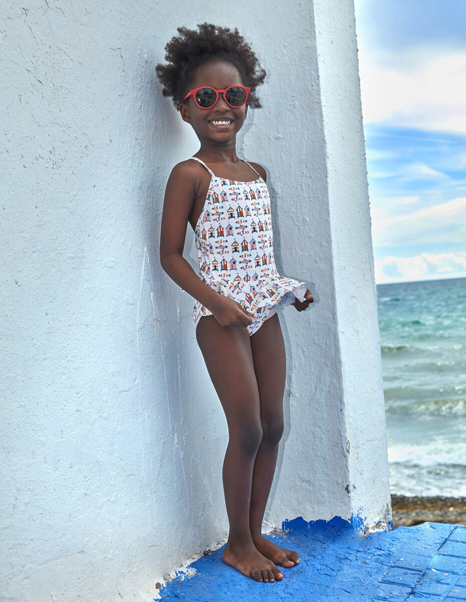 Traje De Baño Estampado Casitas - Blanco Roto 
