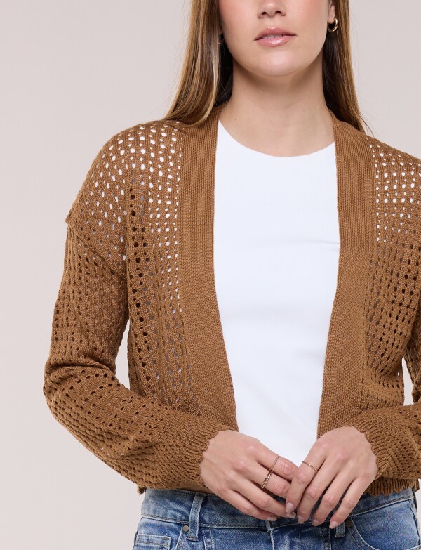 Cardigan Corto Calado TOSTADO
