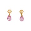 Caravanas Flor y Lagrima Zirconia rosa - Oro bajo - Zirconias rosa y blanca - CA8163 conpiedra