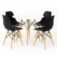 Juego de comedor Con Mesa Circular de 80cm + 4 Sillas Eames Negro/Blanco