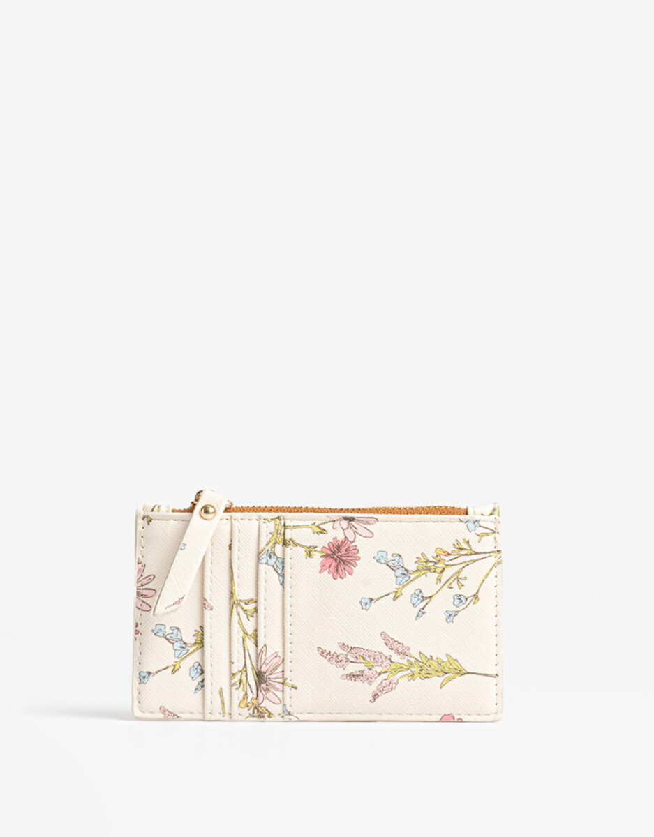 Tarjetero Con Cierre Flores 