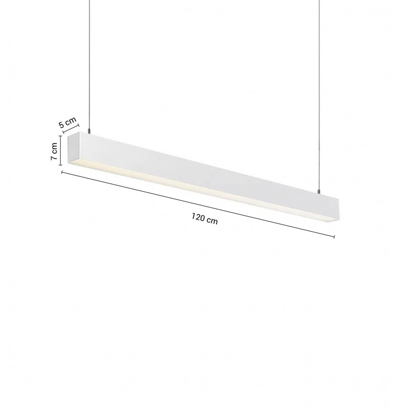 LUMINARIA LINEAL DE SUSPENDER O ADOSAR ALUMINIO 36W LED INTEGRADO Luminaria Lineal LED 36W Luz Cálida 120cm