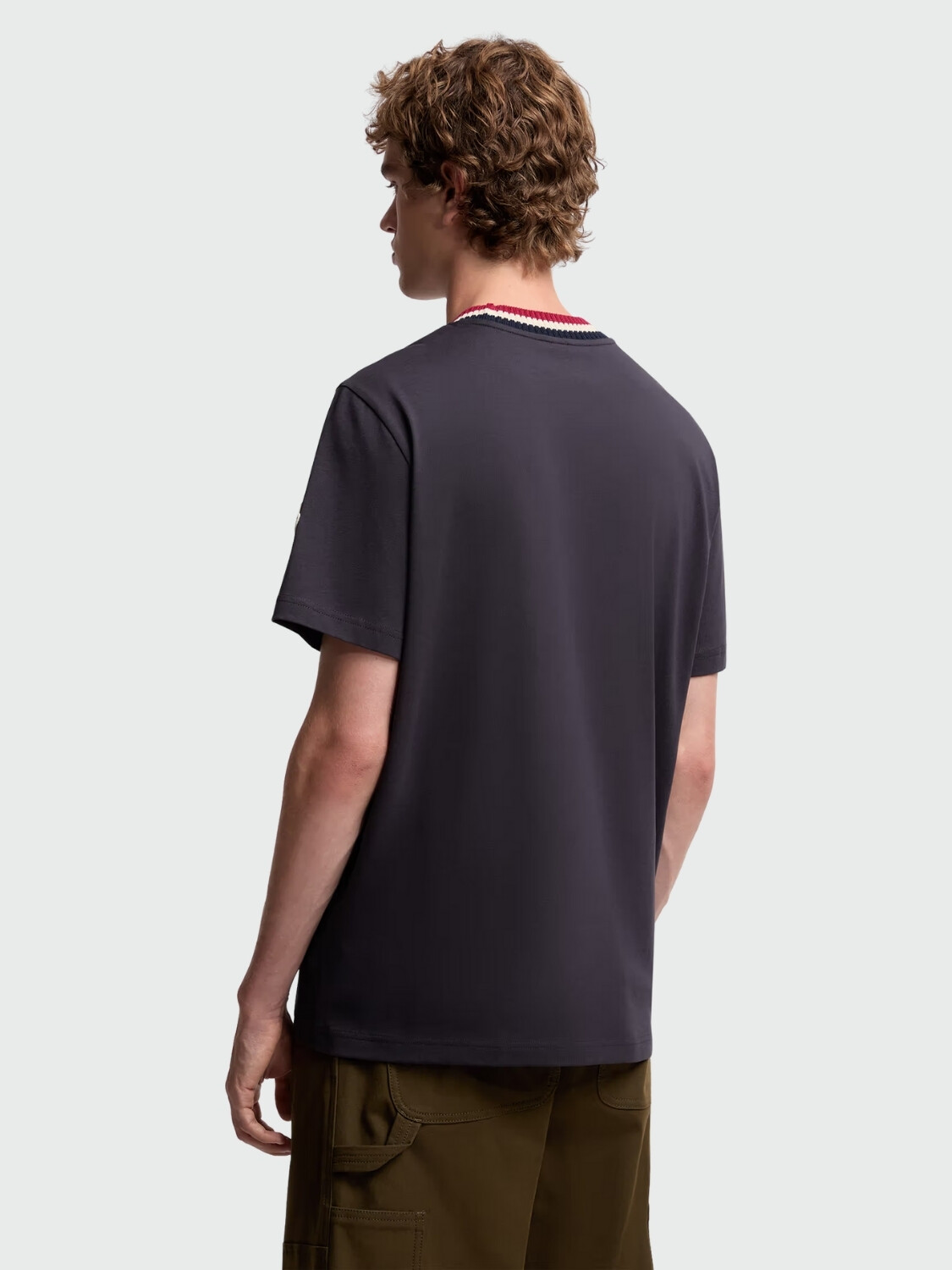 MONCLER - CAMISETA DE ALGODÓN CON LOGOTIPO BORDADO Azul Marino