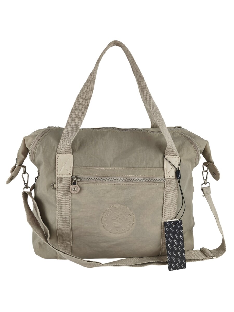 Bolso grande en tafeta amasada - Beige 