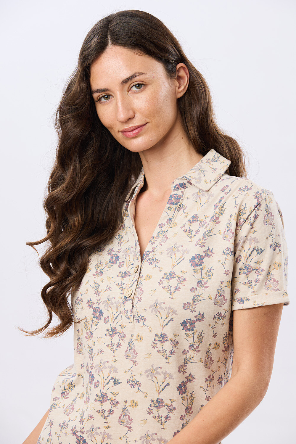 CAMISA ESTAMPADA DE ALGODÓN Beige