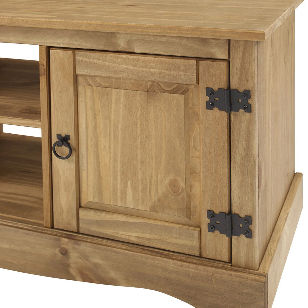 RACK APARADOR PARA TV O AUDIO 2 PUERTAS EN MADERA MACIZA - LÍNEA MEXICANA COLOR MADERA