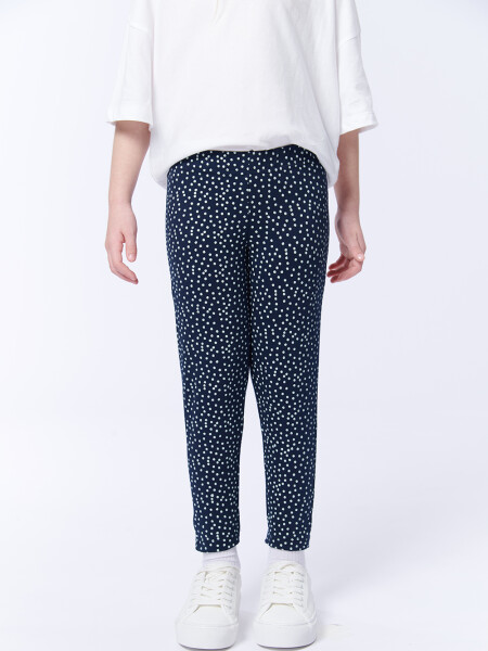 Calza Larga Estampada Lunares Azul