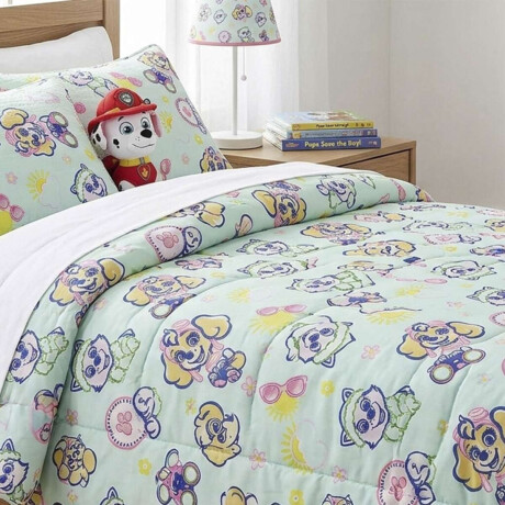 Acolchado Infantil Paw Patrol Microfibra 1 Plaza Rosa