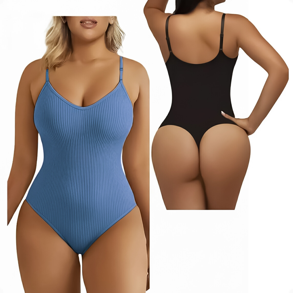 Body Faja Modelador Reductor Con Broche con relleno - Celeste 