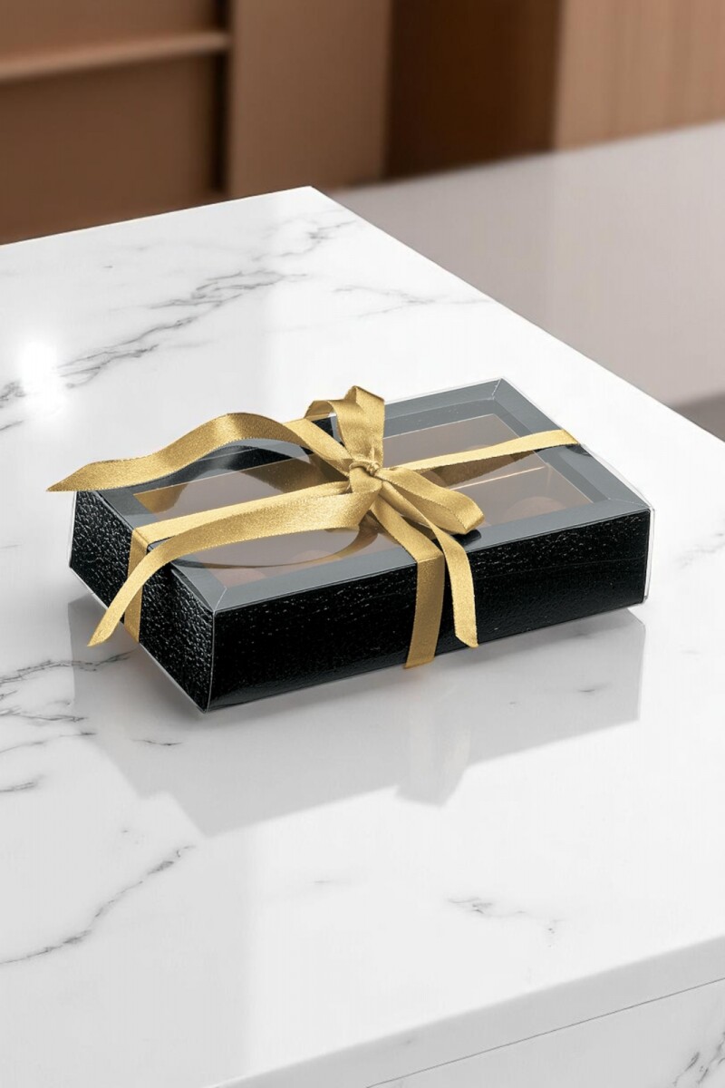 Caja bombones + division + visor 14,5x7,5x3,5 cm. - PELLE NERO 