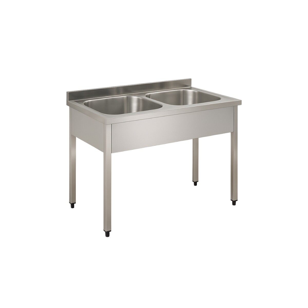Mesada de Lavado de 2 Piletas de Acero Inoxidable 120 x 70 x 85 cm 