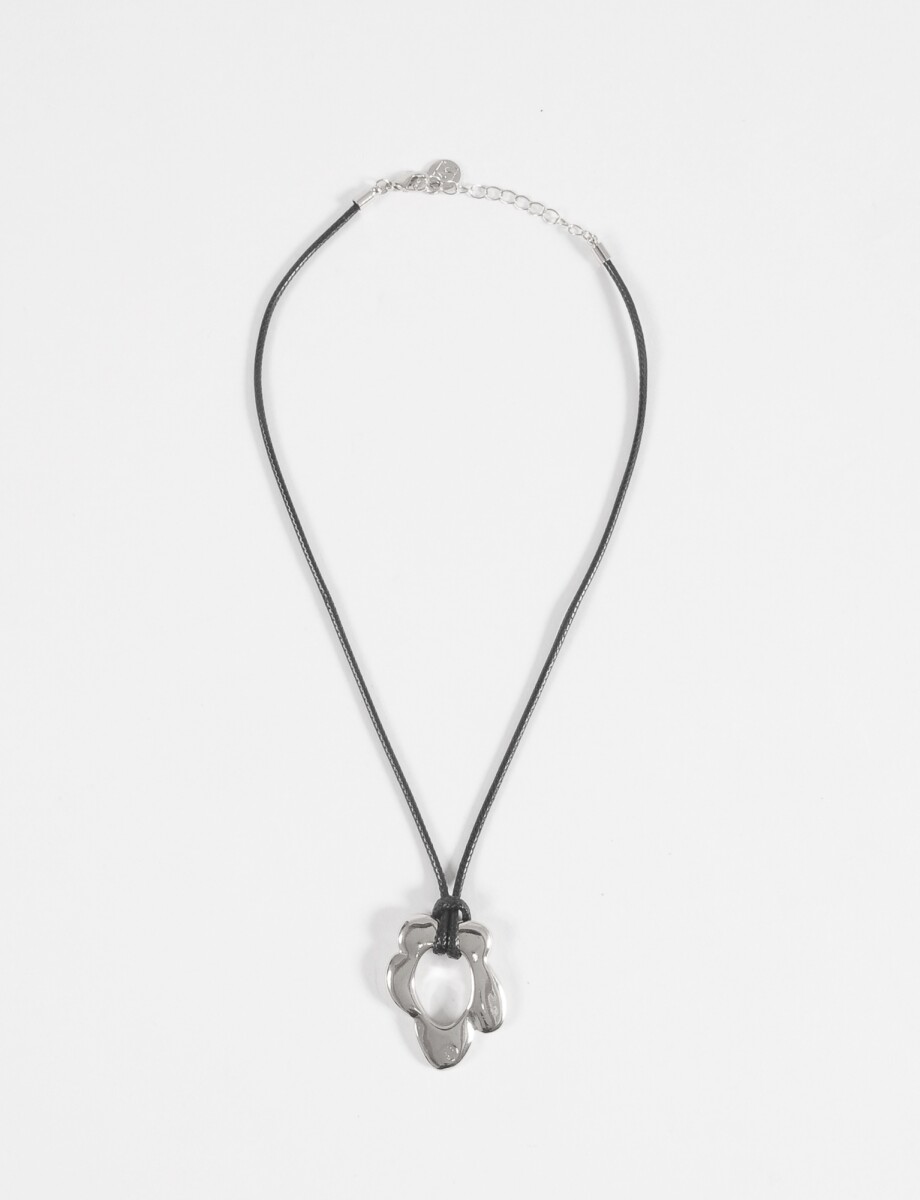 Collar cordón dije flor - plateado 