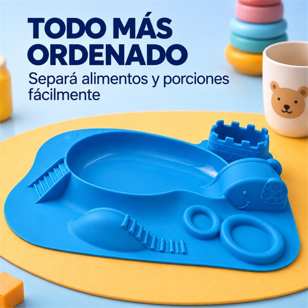 Plato Individual Silicona Marcus & Marcus Con Divisiones Azul 1