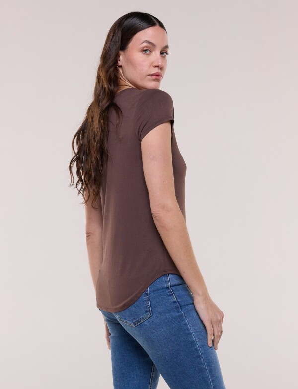 Remera Modal Manga Corta MARRON
