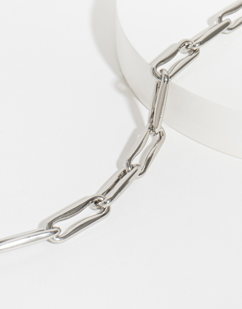 Collares Cortos Metal Collar Corto De Cadena - Plateado Rodio