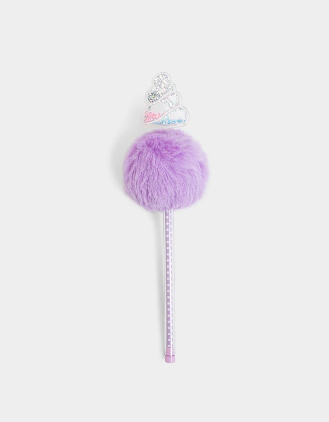 Lapices y Lapiceras Pompon Silicona Lapicera Con Corona - Violeta Lila