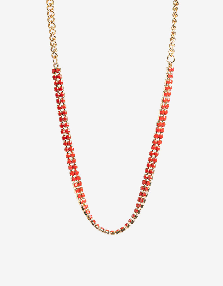 Collares Cortos Strass Collar Corto Strass Rojo - Rojo Medio