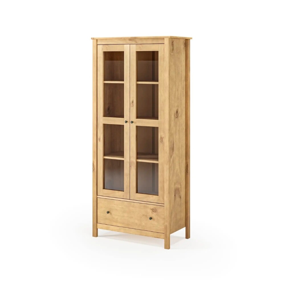 Cristalero 2 Puertas 1 Cajón Material Natural - Mari Miel