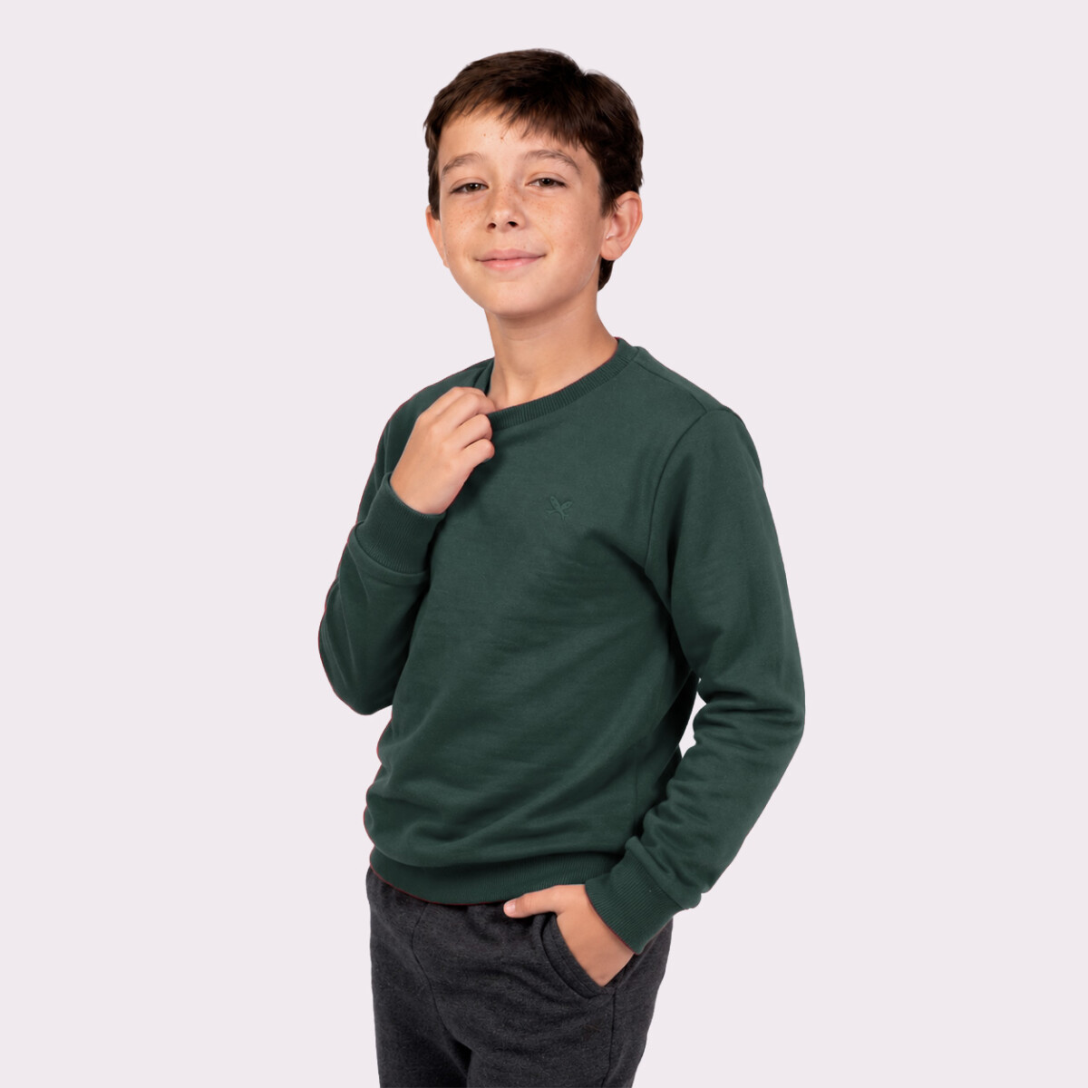 BUZO BÁSICO UNISSEX INFANTIL - VERDE OSCURO 