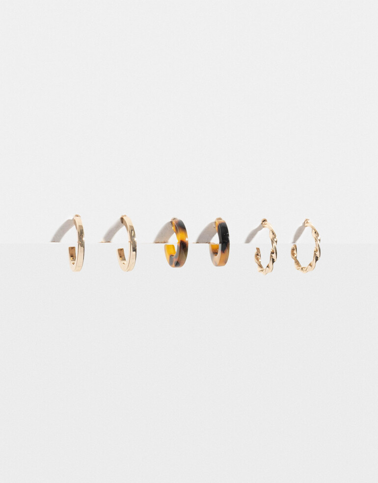 Aros Argollas Set Metal Set De Argollas - Dorado