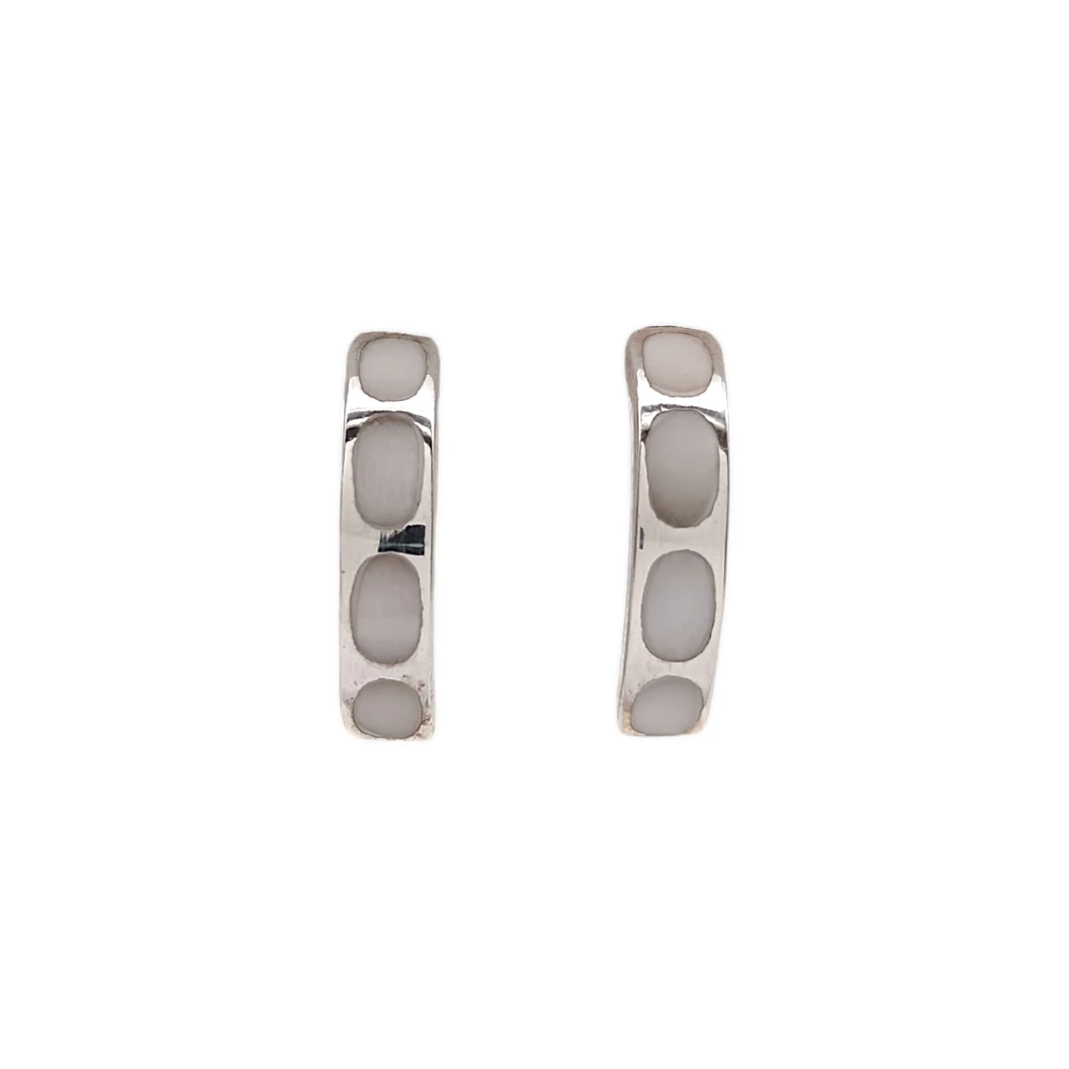 Caravana Medio Aro Nácar-Plata 925-Piedra Nácar-CA3095 - conpiedra 