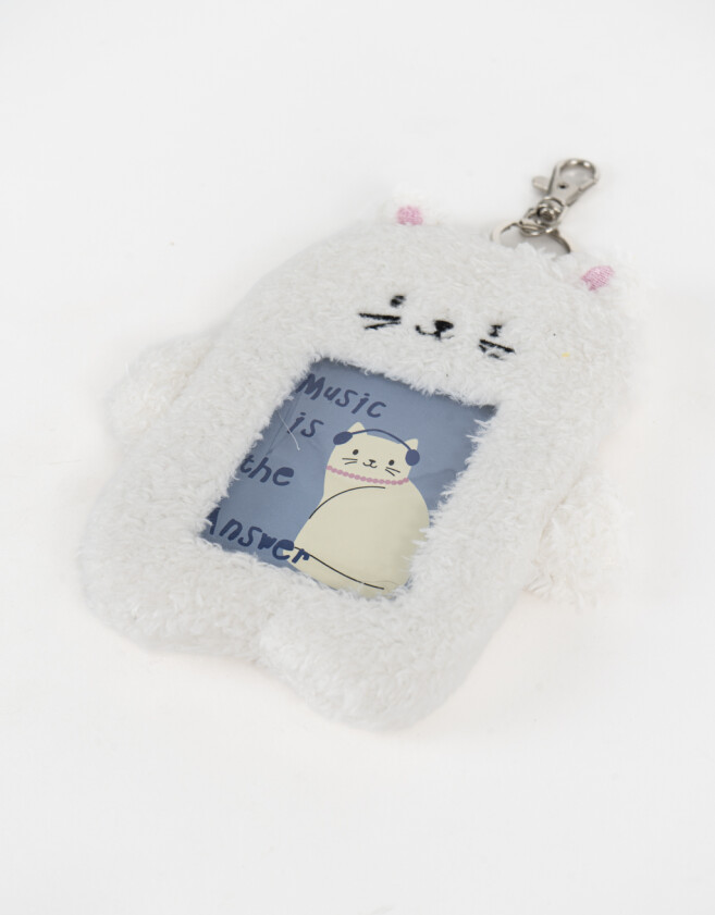 Llavero Peluche Porta Tarjeta De Peluche De Gatito - Blanco
