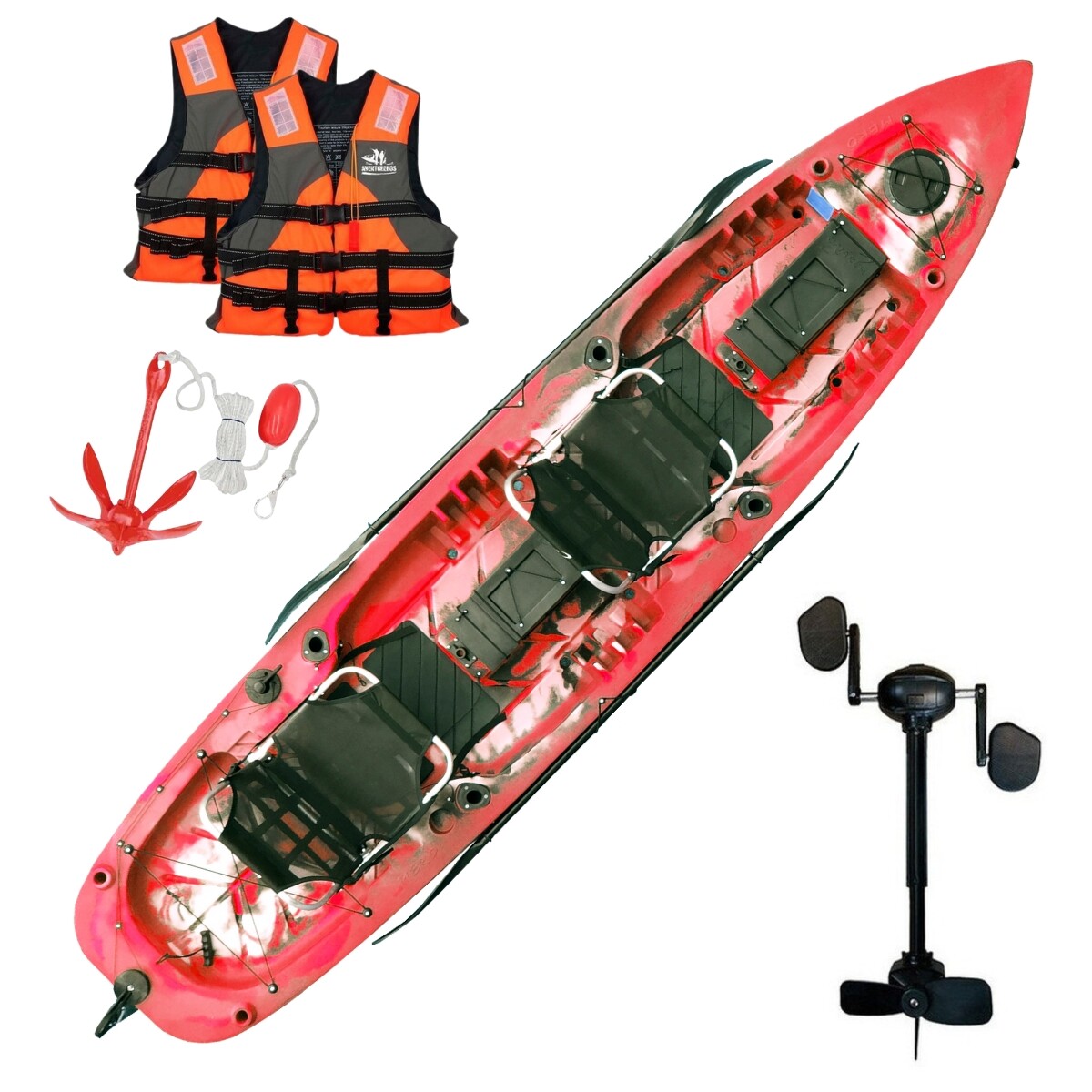 Kayak Caiaker Mero con un motor a pedal - Camo Rojo 