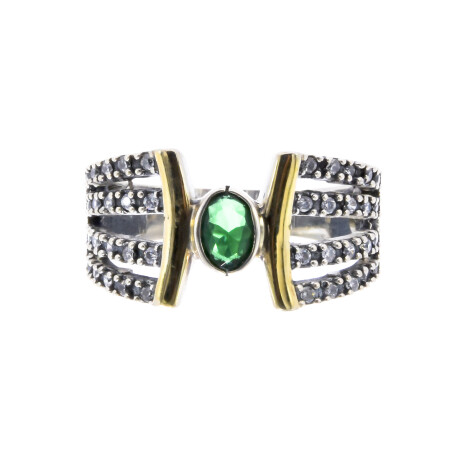 Anillo de plata 925 y double en oro 18 ktes con circonias. Anillo de plata 925 y double en oro 18 ktes con circonias.