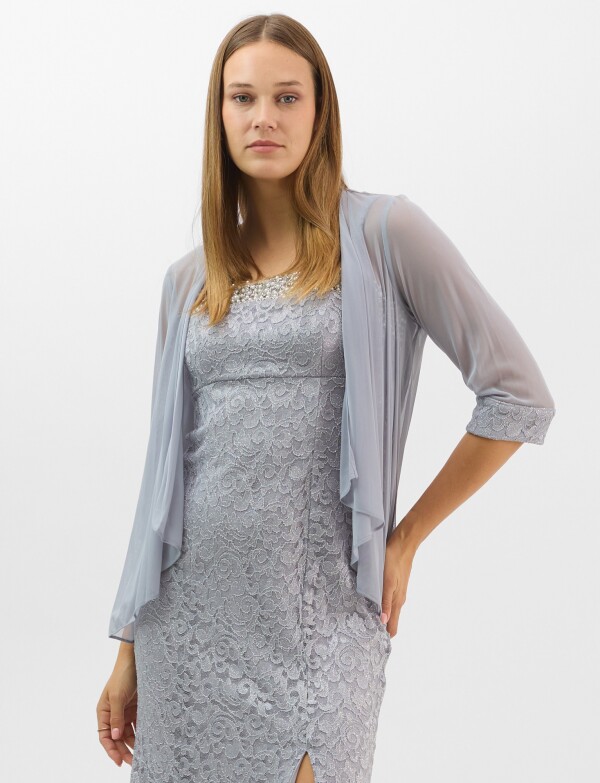 Conjunto Dos Piezas Tul Bordado GRIS